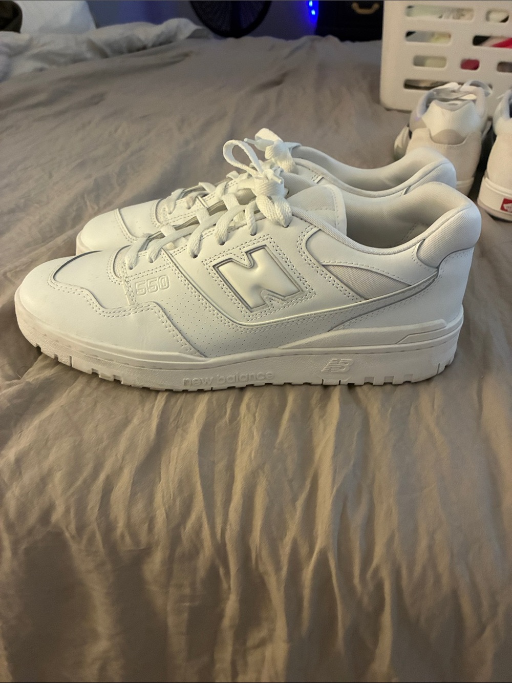 New Balance White Leather 550 Low-Top Sneakers